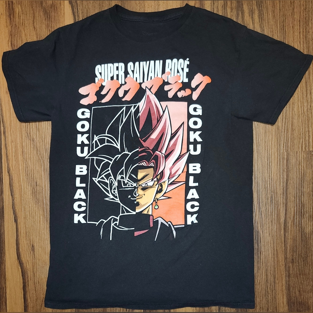 EUC Mens Sz S Hot Topic Dragon Ball Z Super Saiyan Rosé Goku Black T-Shirt
